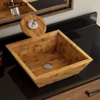 Square Solid Bamboo Sink Wash Basin/Bathroom Vessel Sink/Homex_FSC/BSCI Factory