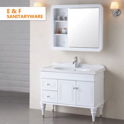 cheap hote spanish style single vanity unit bathroom furniture cabinet high gloss laminate white bathroom vanity with drawers